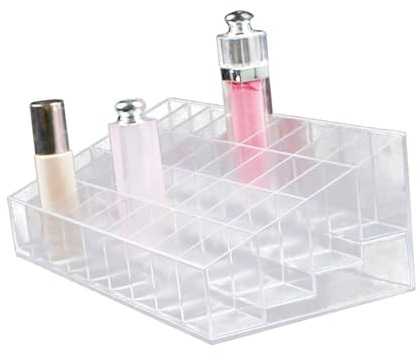 Veemoon Clear Lipstick Organizer with Spaces Stylish Makeup Storage Stand for Lipstick Lip Gloss and Cosmetics for Dresser Vanity and Desk Organization