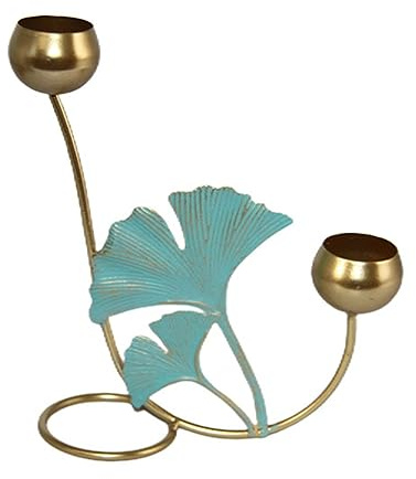 Kalttoy Portavelas de hierro forjado con diseño de hojas de árbol, accesorio decorativo para manualidades