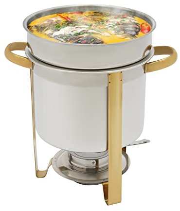 7.4 Qt Soup Tureen with Lid&Fuel Holder,Stainless Steel Soup Chafer Station Soup Warmer,Soup and Buffet Warmer Set Contemporary Marmite for Catering Parties Wedding Events