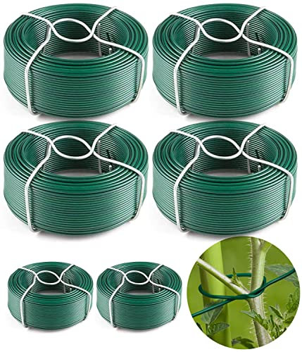 Amagabeli Garden Home 6 x 50M Rollo de Alambre Recubierto Ø 0.95 mm Alambre de Jardín Esgrima Alambre Inoxidable de PVC Verde WR8 DA090