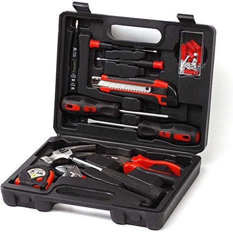 JIXIN Maletin De Herramientas - Kit De Herramientas De Mano Para El Hogar En General Con Caja De Almacenamiento De Plástico