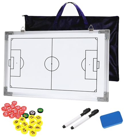 RoseFlower Magnetic Football Tactics Board, Portable Football Coaching Board Futsal Dry Erase Whiteboard Soccer Coach Marker Board Strategy Clipboard Folder Sport Equipment with Chess Piece Pen Eraser