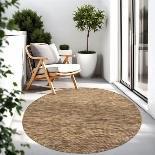 TT Home Matta För Utomhus Köksmatta Balkong Terrass Universalfärgad Design Modern, Färg:Coffee, Storlek:Ø 160 cm Runda