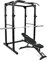 MSPORTS Power Rack Premium Cage H/B/T - 215x120x140 cm Kraftstation bis 200 kg Hantel Käfig Squat Fitnessstation (Power Rack + Hantelbank + Olympia Langhatel)