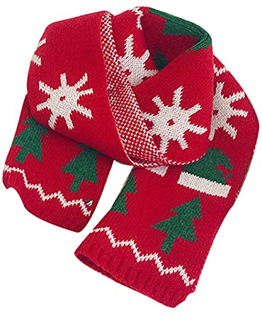 Felite Fnn Kids Christmas Reindeer Snowflake Scarf Fall Winter Warm Knit Scarf