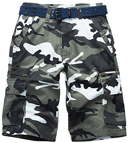 Oanviso Pantalones Cortos para Hombres Cargo Pantalones Cortos con Prácticos Bolsillos y Patrón de Camuflaje Casuales Pantalones Cortos Vintage Bermuda Shorts de Trabajo Duraderos en Verano