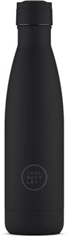 Cool Bottles - Botella de Agua de Acero Inoxidable - 500 ml - Mono Black - 26,5 x 7 cm - Botella Térmica Hermética - Bebidas Frías 36 Horas y Calientes 18 Horas - Triple-Cool Technology - Libre de BPA