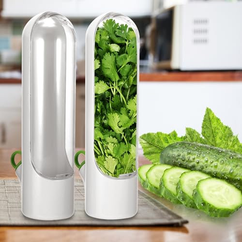 Palmcee Herb Saver for Refrigerator, Herb Storage Containers Vegetable Storage Long Term Freshness Preservation, Fresh Herb Keeper for Refrigerator Keeps Cilantro Greens Fresh for 2-3 Weeks