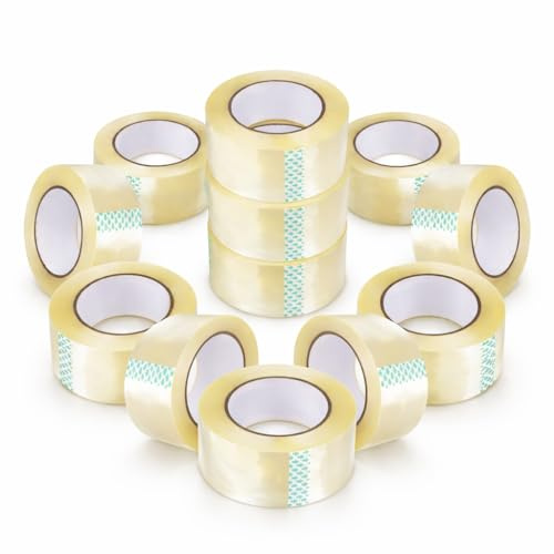 1ABOVE Clear Packing Tape 48mm x 66m (12 Rolls) — Heavy Duty 54 Microns | Strong Parcel Tape for Moving Boxes, Packaging & Shipping