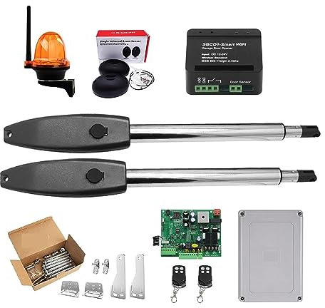 Abridor De PortóN EléCtrico, Kit de abrepuertas automático Operador de puerta doble de servicio pesado for puertas batientes dobles Motor de CA de hasta 16 pies o 880 lb Inteligente Y Resistente(KIT E