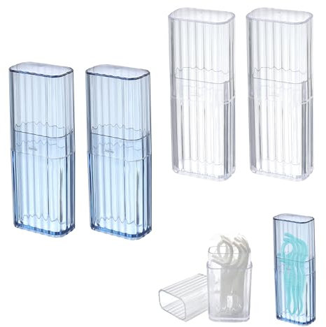 MEKEET 4PCS Cotton Bud Holder for Travel Reuseable Refillable Storage Polypropylene Cotton Bud Travel Case Easy Access Compact and Portable Cotton Bud Storage Outdoor Daily Use(Blue,Transparent)