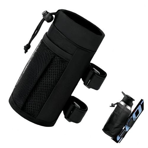Portaborraccia Universale per Bici, portabicchieri per bicicletta, Porta Borraccia Senza Viti con Tasche in Rete, Portaborraccia con Chiusura a Coulisse, Borraccia Bici per Manubri di Biciclette
