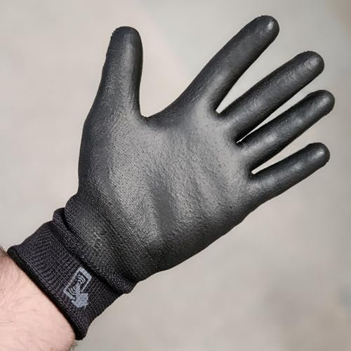 Guantes de trabajo Anti-corte EN388 BLACK Tactil TOUCHE v.2 | Revestimiento Nitrilo Antideslizante, Guantes de protección laboral Profesionales Hombre Mujer, Seguridad Industrial, bricolaje |BTT(T7)