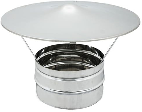 ALLINOX Comignolo Cinese Antivento Terminale Canna Fumaria Acciaio INOX Cappello Uscita Fumi Antipioggia Base Tonda Per Stufa o Camino (DN 120)