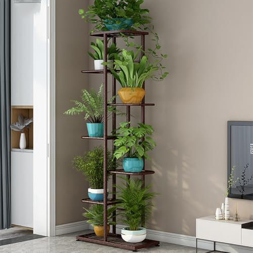 Lidzopas Soporte de metal para plantas de 7 niveles, interior y exterior, esquina para flores, estantería para plantas múltiples, soporte para plantas, escaleras para exteriores, balcón, jardín, sala