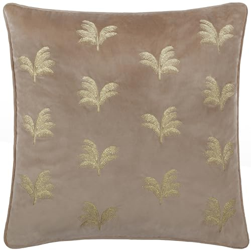 Paoletti Funda de cojín Bordada con Palmeras adornadas Visón - 45x45cm