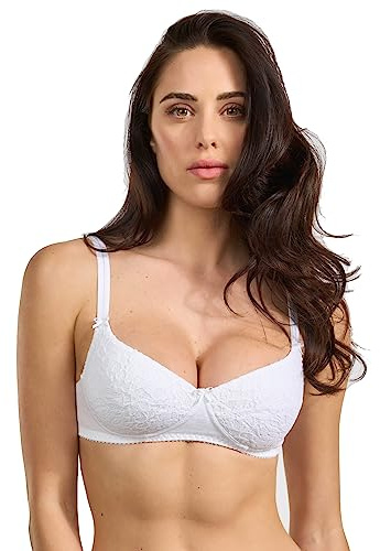 Spiman Reggiseno Imbottito in Cotone, Senza Ferretto, con Pizzo, Spalline Regolabili, Coppa B Art 331 (IT, Taglia della Coppa & Taglia della Fascia, B, 3, Bianco)
