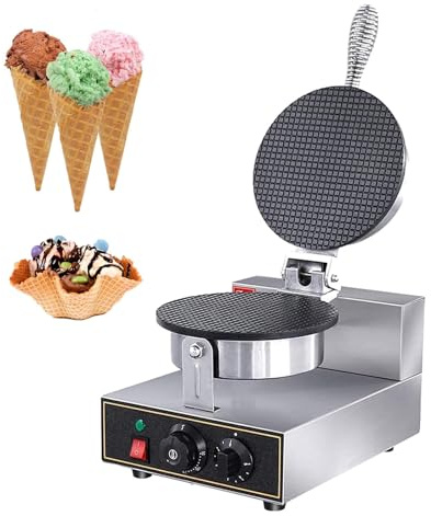 CóNica Para Helados Máquina comercial para hacer conos de helado, antiadherente de 1200 W, plancha eléctrica para rollitos de huevo crujientes, ideal para restaurantes, fiestas en casa y pue