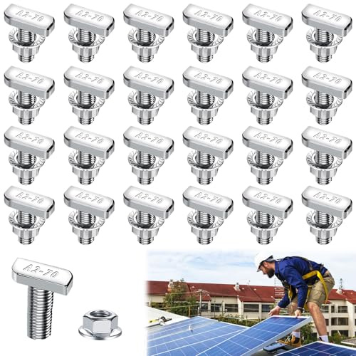 Spetsbst 24 tornillos de cabeza de martillo M8 de acero inoxidable, M8 x 20 mm, tornillos y tuercas de brida M8 para invernadero, rieles de montaje solares fotovoltaicos (M8 x 20 mm)