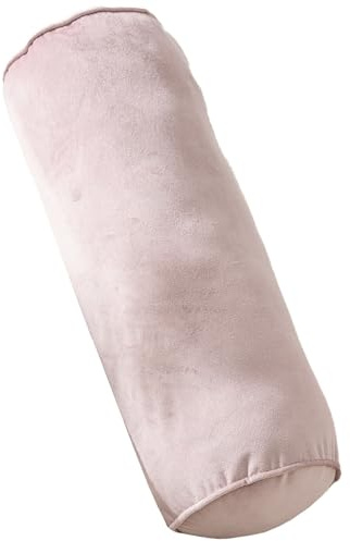 JORTUIO Almohada Cervical Cilíndrica, Cojin Cilíndrico del Cuello Terciopelo,50x17cm Multifuncional Cojines Rulo Reposacabezas, Extraíble,para Lumbar,Rodillas,Dormir/Hogar/Oficina(Rosa Claro)