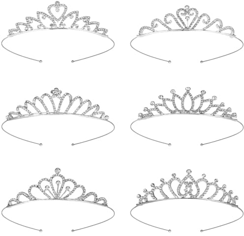 Livdouyu Corona di cristallo diademi per ragazze e donne, 6 pezzi, corona di strass, corona di cristalli principessa, diadema per compleanno, matrimonio, ballo, festa, regalo di festa