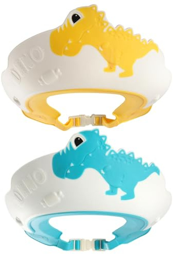 Baby duschmössa, 2 st justerbara duschmössor för barn, söt dinosaurieform babysköld, mjuk halkfri schampokompis för barn ögon och öronskydd.
