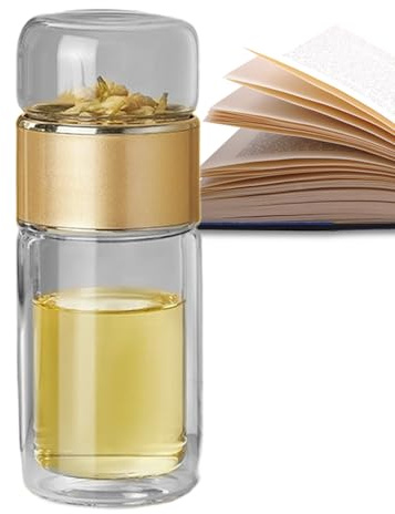 Bouteille infuseur à thé – Gobelet de voyage, système de filtre thermique en verre double couche | Récipient d'hydratation séparé pour la maison, les voyages, le bureau, le fitness, la randonnée, les