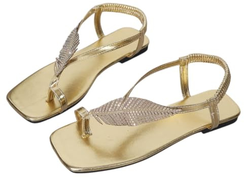 Qgtxf Femmes Flat Glitter Sandales PU Cuir Pied Carré Tongs Mariage Marial Chaussures Séparateur Orteil