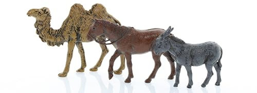 Moranduzzo Chameau, Cheval et Âne – Adaptés à Une Crèche de 6 cm Échelle 1:32 – Mini 6 – Statuettes Indestructibles, Finition à la Main, Sculpteur M. Landi, Fabriqué en Italie