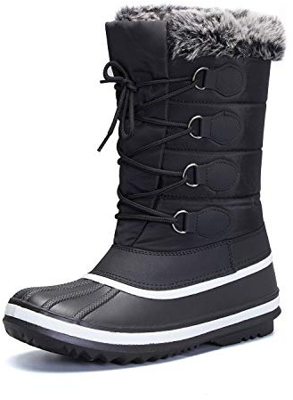 mysoft Women's Waterproof Winter Boots, Warm Insulated Snow Boots for Outdoor Black 7