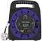Ex-Pro 2 Way 25M Mains Socket Cassette Reel Extension Lead Cable with 2x USB Charging Ports and Safety Cut-Out Switch 10A - Ideal for Workshops, Offices, Warehouses, DIY and more - Black/Blue