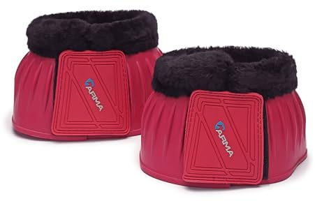 Shires Over Reach/Fleece Trim stövlar-134F, röd svart päls, Cob