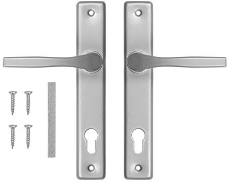 ADGO Türdrücker - Drückergarnitur - Türklinke - Haustürgriff - Tür Griffe Set Innen - 90 mm - Türgriffe - Langschildgarnitur - Profilzylinder - Zimmertüren - Türgriffe Innentüren