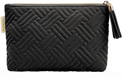 BAGSMART Kleine Kosmetische Tasche Elegante Geräumige Make-up Taschen, Große Geschenke für Frauen, Reise wasserdichte Toilettentasche Zubehör Organizer Geschenke (Schwarz-1pcs)