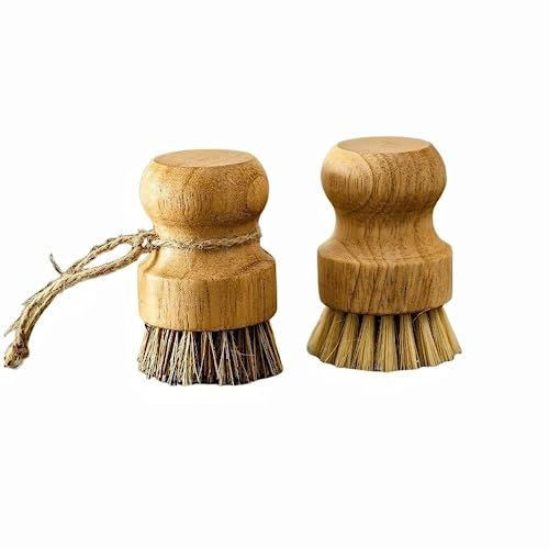 Lajiakoy Spazzola in Legno per Pentole, Piatti, Frutta e Lavelli - Utilizzata per Pulire Cucina (2 Pezzi)