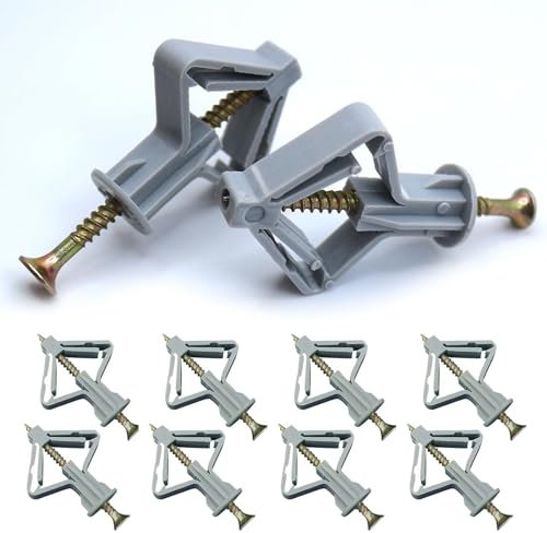 100 Stück Gipskartondübel Set, M8 Hohlraumdübel mit Tchrauben, Trockenbau Anker mit Schrauben, Schrauben und Butterfly Hohlraumdübel für Gipskarton- und Gipsfaserplatten (50 Dübel, 50 Schrauben)