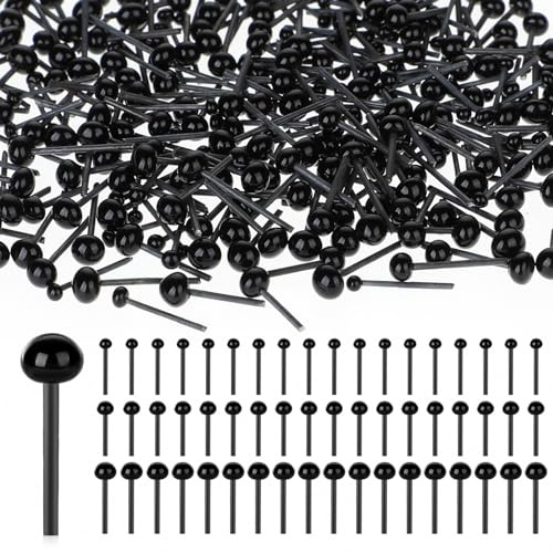 300 ojos de seguridad de vidrio de 2/3/4 mm, frijoles negros, bolas de ojos de muñeca para bricolaje, aguja, fieltro, oso, peluche, animales, marionetas, señuelos, manualidades, pequeñas cuentas