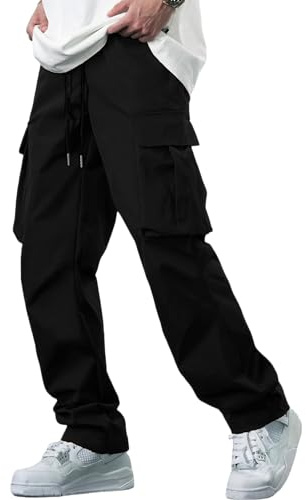 YAOBAOLE Mens Cargo Trousers Elastic Waist Men Work Trousers with Pocket Cargo Joggers Men