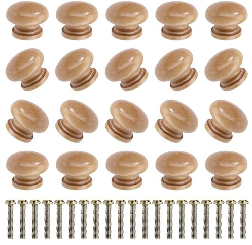 MengH-SHOP Pomos para Muebles de Madera 24mm Pintado Perillas de Cajón Redondas Tiradores de Muebles con Tornillo Perillas Manijas para Armario Cajón Aparador Cocina 20 Piezas