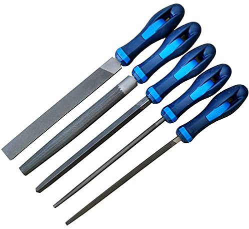 ZPECIAL Handwerkzeug-Sets, 5-teiliges Metallfeilen-Set, Holzraspelfeilen-Set mit quadratisch/flach/dreieckig/halbrund/rund for Metall-Holz-Handwerk DIY (Größe: 360 mm)