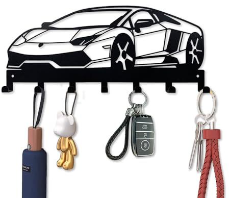 ShowMtheM Metall-Autoschlüsselhalter für die Wand, Metall-Schlüssel-Organizer mit 7 Haken, schwarze Wandhalterung, Schlüsselhalter für Eingang, Haustür, Flur, Büro