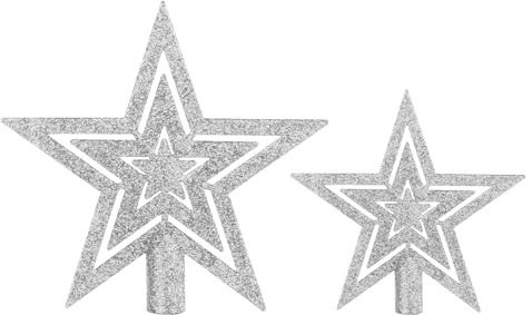 SULOLI 2pcs Étoile Sapin Noël en Plastique, Étoile à Paillettes Topper d'arbre de Noël pour Décoration de Sapin de Noël (Argent)