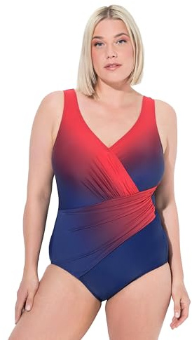 Ulla Popken Costume da Bagno con Drappeggio, Gradiente di Colore, Coppe morbide e Materiale Riciclato Blu Notte Scuro 46 832236740-46