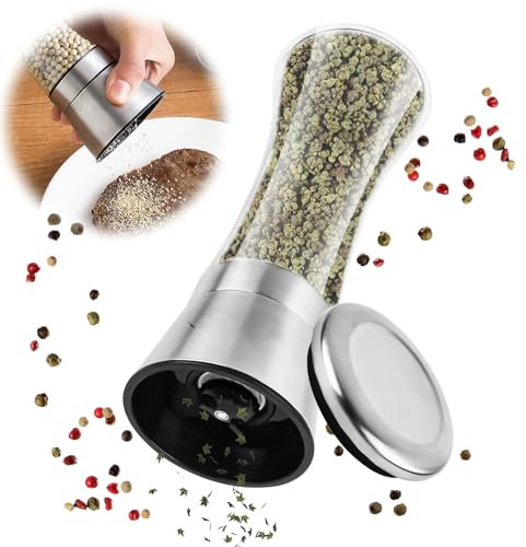 Macina sale e pepe macinapepe manuale con meccanismo in ceramica regolabile in acciaio inox, macinapepe per spezie, pepe, sale peperoncino