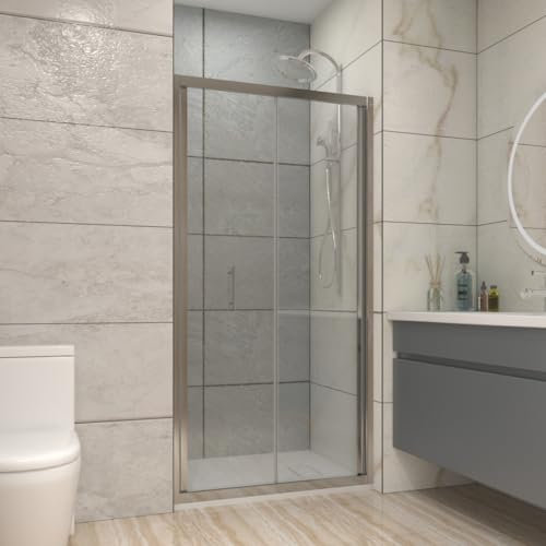 NRG 900 x 1900mm Bathroom Bi- Fold Shower Door for Wet Room Shower Enclosures Chrome Framed Space Saving
