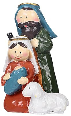 Santa Familia Estatua de Belén – Estable Navidad Nación Belén, figuras de belén, adornos de Cristo Nacimiento de Jesús, nacimiento de Jesús para chimenea,