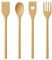 Set de 4 Utensilios de Cocina BERIZZA en Madera Natural, Juego de Espátula, Cuchara, Tenedor y Medidor para Pasta, Sin Barnices, Sin pvc, sin plasticos, sin metal.