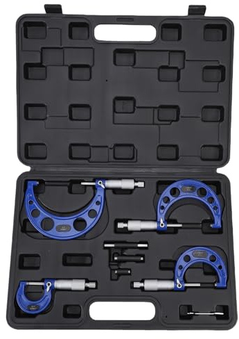 Yctze 4PCS Micrometer Set 0-1 Inch 1-2 Inch 2-3 Inch 3-4 Inch Machinist Outside Micrometer Measuring Tool High Accuracy 0.0001in Graduation Micrometers
