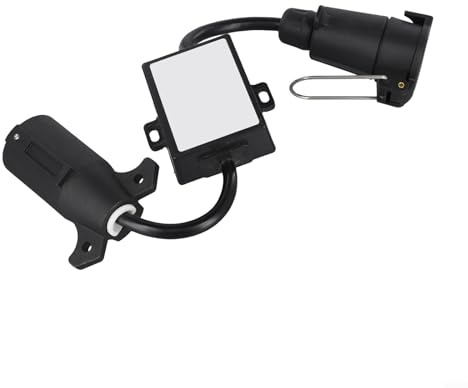 Adaptador convertidor de luz para remolque, enchufe de hoja de 7 vías a conector redondo de 7 pines para caravana, barco, remolques de bicicleta, carcasa ABS, terminales de latón resistentes al óxido