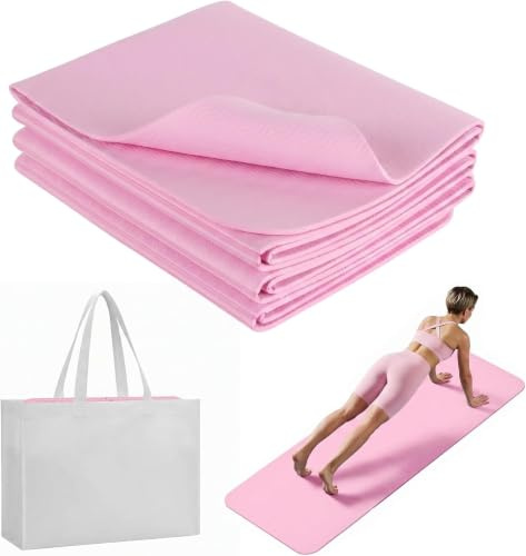 Klappbar yogamatta för resor, 183x61x0,4 cm - Lättvikts, bärbar och skyddande matta för yoga, pilates och träning. Slipresistens yta. Inklusive bärväska.